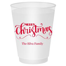 Hand Lettered Merry Christmas Scroll Shatterproof Cups