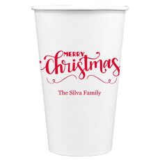 Hand Lettered Merry Christmas Scroll Paper Coffee Cups