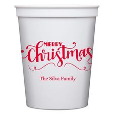 Hand Lettered Merry Christmas Scroll Stadium Cups