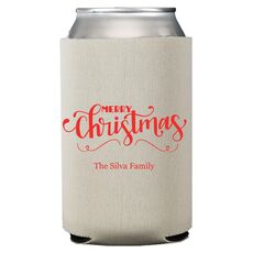 Hand Lettered Merry Christmas Scroll Collapsible Koozies