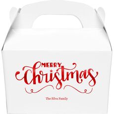 Hand Lettered Merry Christmas Scroll Gable Favor Boxes