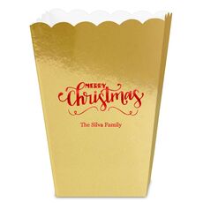 Hand Lettered Merry Christmas Scroll Mini Popcorn Boxes