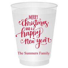 Hand Lettered Merry Christmas and Happy New Year Shatterproof Cups