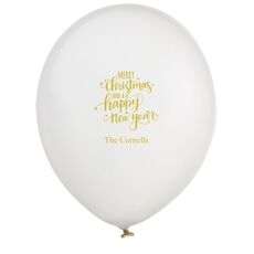 Hand Lettered Merry Christmas and Happy New Year Latex Balloons