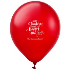 Hand Lettered Merry Christmas and Happy New Year Latex Balloons