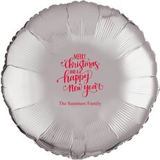 Hand Lettered Merry Christmas and Happy New Year Mylar Balloons