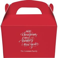 Hand Lettered Merry Christmas and Happy New Year Gable Favor Boxes