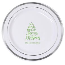 Hand Lettered We Wish You A Merry Christmas Premium Banded Plastic Plates