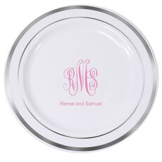 Pick Your Three Letter Monogram Style with Text Premium Banded Plastic Plates