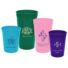 Pick Your Three Letter Monogram Style with Text Stadium Cups
