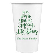 Hand Lettered We Wish You A Merry Christmas Paper Coffee Cups