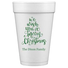 Hand Lettered We Wish You A Merry Christmas Styrofoam Cups
