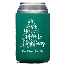 Hand Lettered We Wish You A Merry Christmas Collapsible Koozies