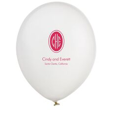 Outline Shaped Oval Monogram with Text Latex Balloons