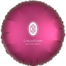 Outline Shaped Oval Monogram with Text Mylar Balloons