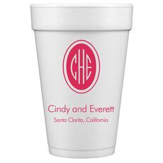 Outline Shaped Oval Monogram with Text Styrofoam Cups