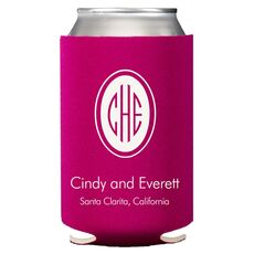 Outline Shaped Oval Monogram with Text Collapsible Koozies