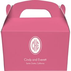 Outline Shaped Oval Monogram with Text Gable Favor Boxes