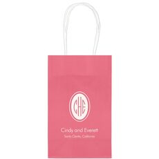 Outline Shaped Oval Monogram with Text Medium Twisted Handled Bags