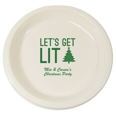 Let's Get Lit Christmas Tree Plastic Plates