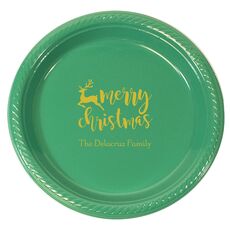Merry Christmas Reindeer Plastic Plates