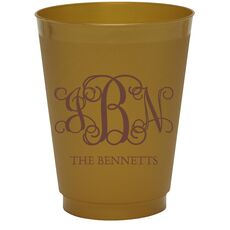 Vine Monogram with Text Colored Shatterproof Cups