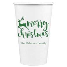Merry Christmas Reindeer Paper Coffee Cups