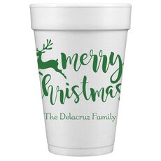 Merry Christmas Reindeer Styrofoam Cups