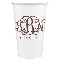 Vine Monogram with Text Paper Coffee Cups