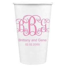 Vine Monogram with Text Paper Coffee Cups