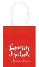 Merry Christmas Reindeer Mini Twisted Handled Bags