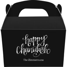 Hand Lettered Happy Chanukah Gable Favor Boxes