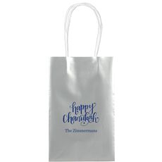 Hand Lettered Happy Chanukah Medium Twisted Handled Bags