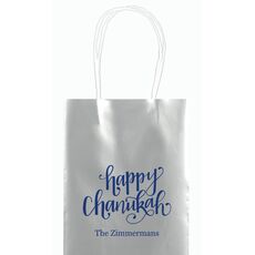 Hand Lettered Happy Chanukah Mini Twisted Handled Bags