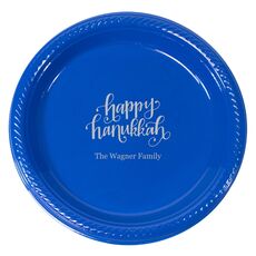Hand Lettered Happy Hanukkah Plastic Plates