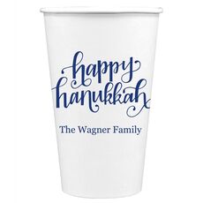 Hand Lettered Happy Hanukkah Paper Coffee Cups