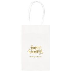 Hand Lettered Happy Hanukkah Medium Twisted Handled Bags