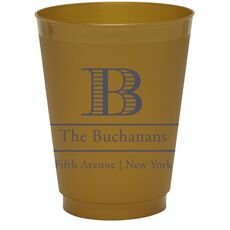Striped Initial and Text Colored Shatterproof Cups