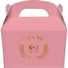 Laurel Wreath with Heart and Initials Gable Favor Boxes