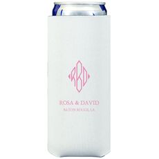 Shaped Diamond Monogram with Text Collapsible Slim Koozies