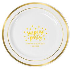 Surprise Party Confetti Dot Premium Banded Plastic Plates