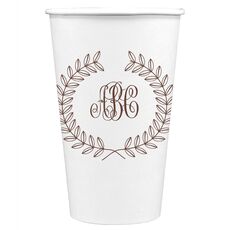 Renaissance Wreath with Monogram Paper Coffee Cups