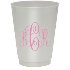 Interlocking Script Monogram with Small Initials Colored Shatterproof Cups