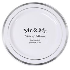 Mr  & Mr Arched Premium Banded Plastic Plates