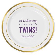 We're Having Twins Premium Banded Plastic Plates