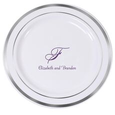 Pick Your Single Monogram with Text Premium Banded Plastic Plates