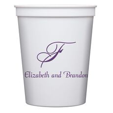 Pick Your Single Monogram with Text Stadium Cups