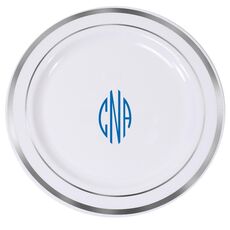 Shaped Oval Monogram Premium Banded Plastic Plates