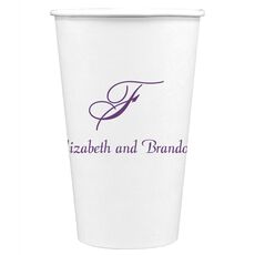 Pick Your Single Monogram with Text Paper Coffee Cups