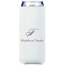 Pick Your Single Monogram with Text Collapsible Slim Koozies